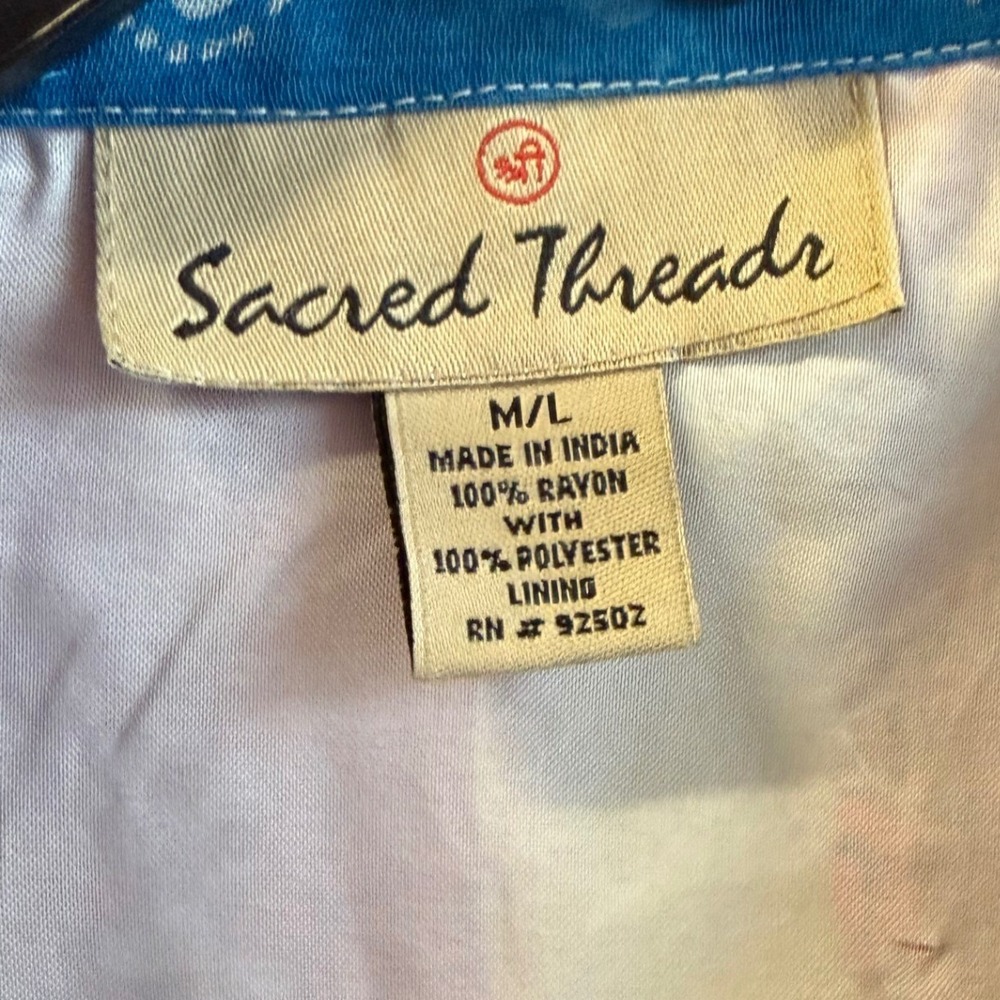 Sacred Threads Patchwork Button Up Shirt Women M/… - image 3